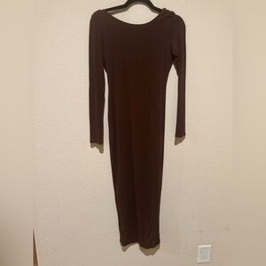 Naked Wardrobe Brown Long Sleeve Dress